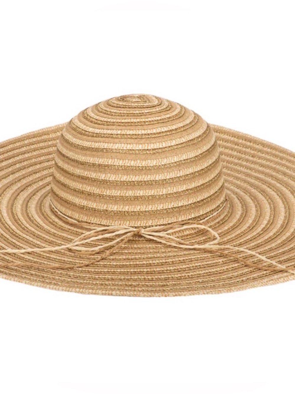 Four Buttons San Diego Hat Co Tan / Cream with Gold Metallic Woven Floppy Hat